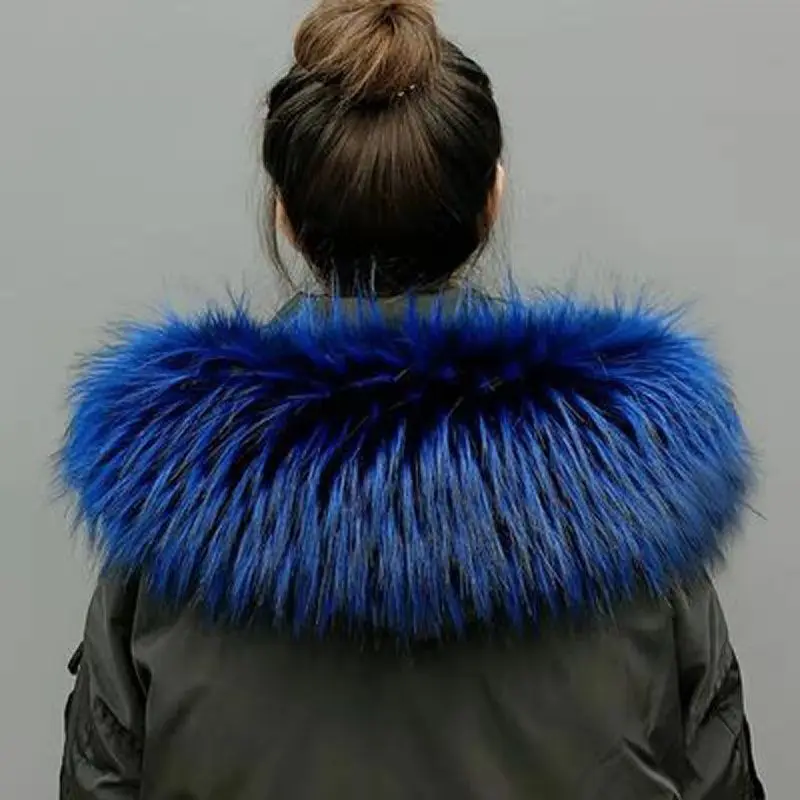 

Winter Faux Raccoon Fur Collar For Women Clothes Jackets Coat Hooded Fur Scarf Clothing Detachable Soft Plush Shawl Accessories