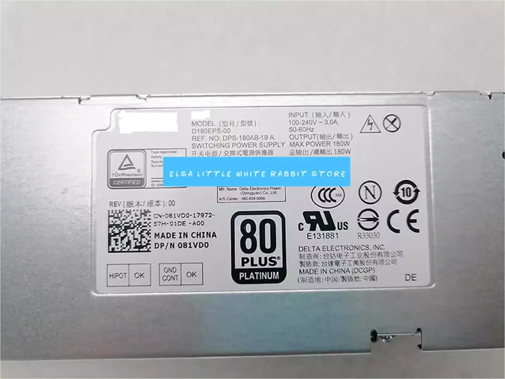 

81VD0 D180EPS-00 DPS-180AB-19A ДЛЯ Dell Optiplex 3040 5040 7040 MT ПОВОРОТНЫЙ БЛОК ПИТАНИЯ 081VD0