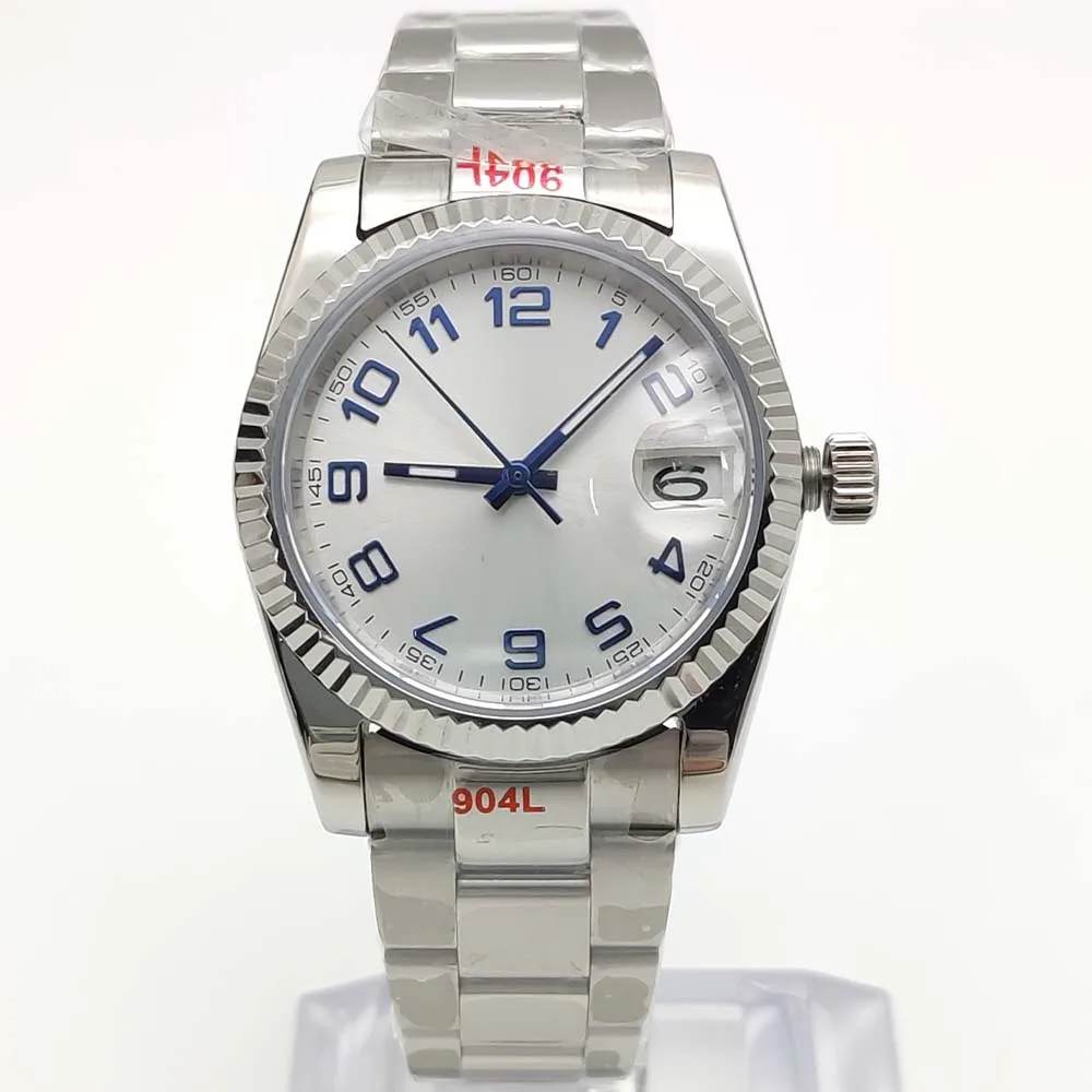 Vintage 36mm NH35 Automatic Watches Sapphire Crystal 316L Stainless Steel Waterproof Luminous hands Transparent Back
