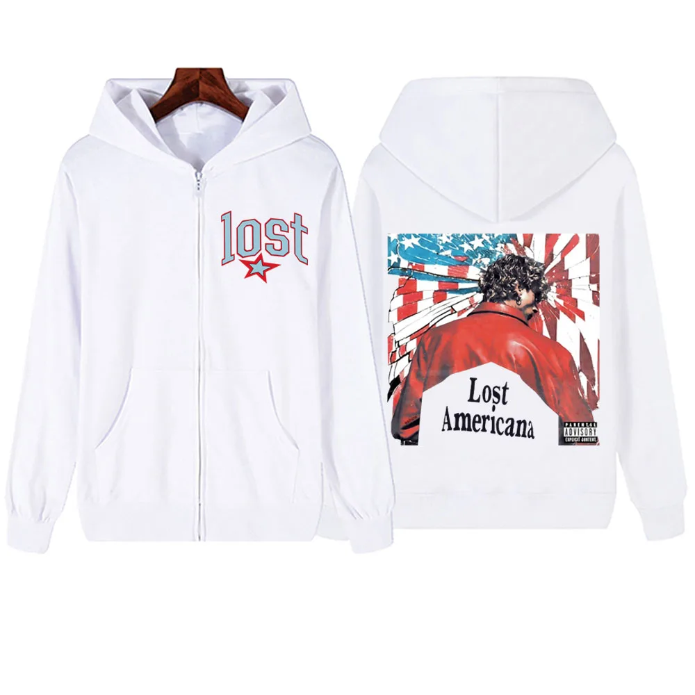MGK Lost Americana Machine Gun Kelly Zipper Hoodie Harajuku Pullover Tops Streetwear Sweatshirt