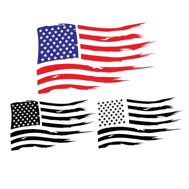 1pc American Flag Design Car Sticker Self-adhesive Vinyl Decals Truck Tailgate Car Accessories Scratch Covering Decoration