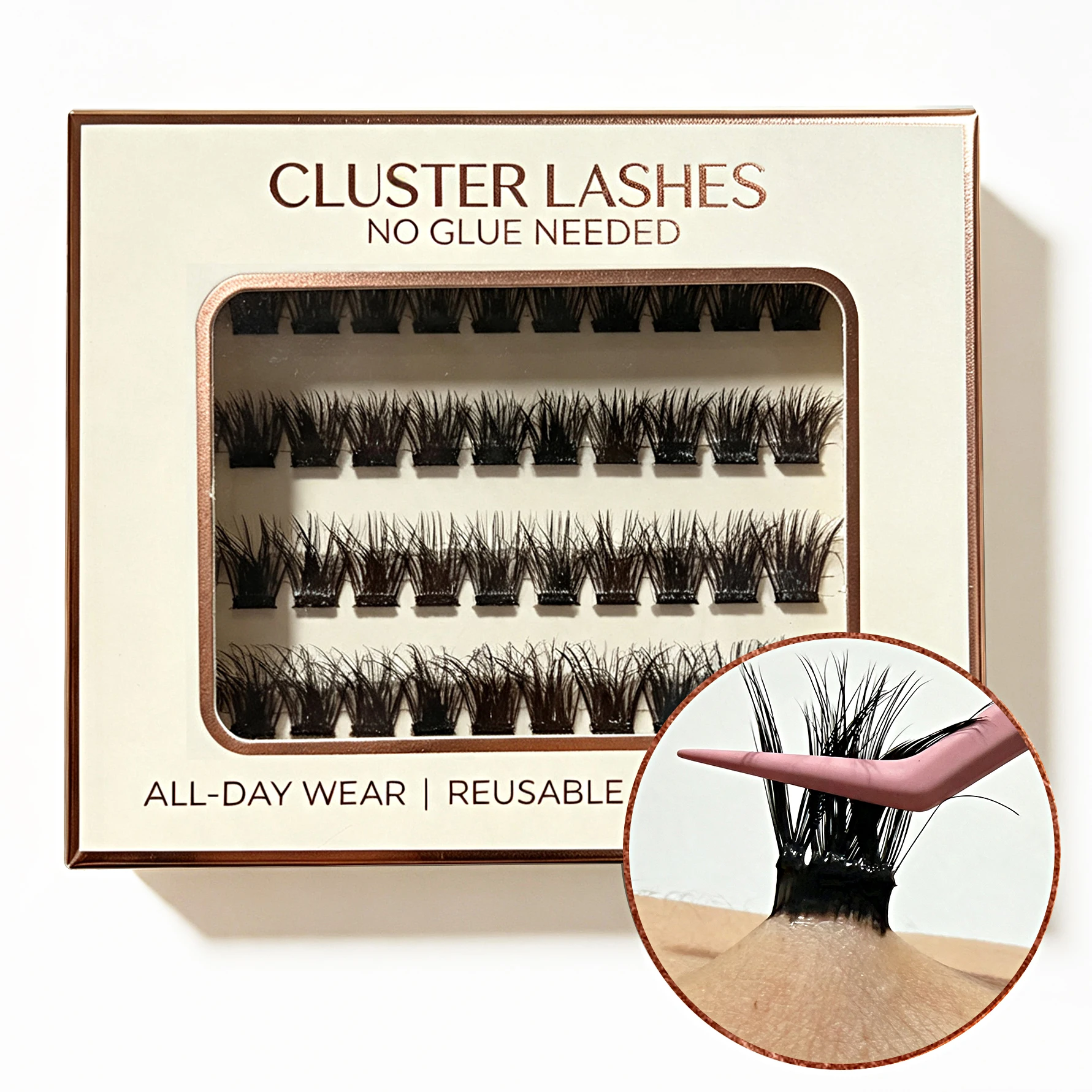 Pre-Made Fan Cluster Lashes No Glue Needed Pre-Glued Lash Clusters Natural Wispy Fluffy Press On  Eyelash Clusters Wholesale