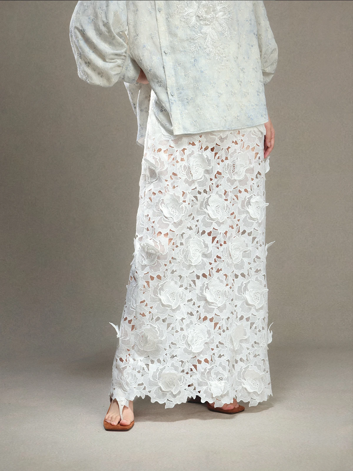 

Zuoweing Lanan Hollow out Lace Knitted f Skirt Simple Straight Long Skirt Polyester Fiber Summer Season Faion Women'...