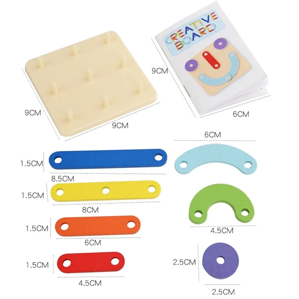 Portable Wooden Geometric Pegboard Puzzle Funny Lightweight Puzzle Board Game Montessori Game for Kids Gifts