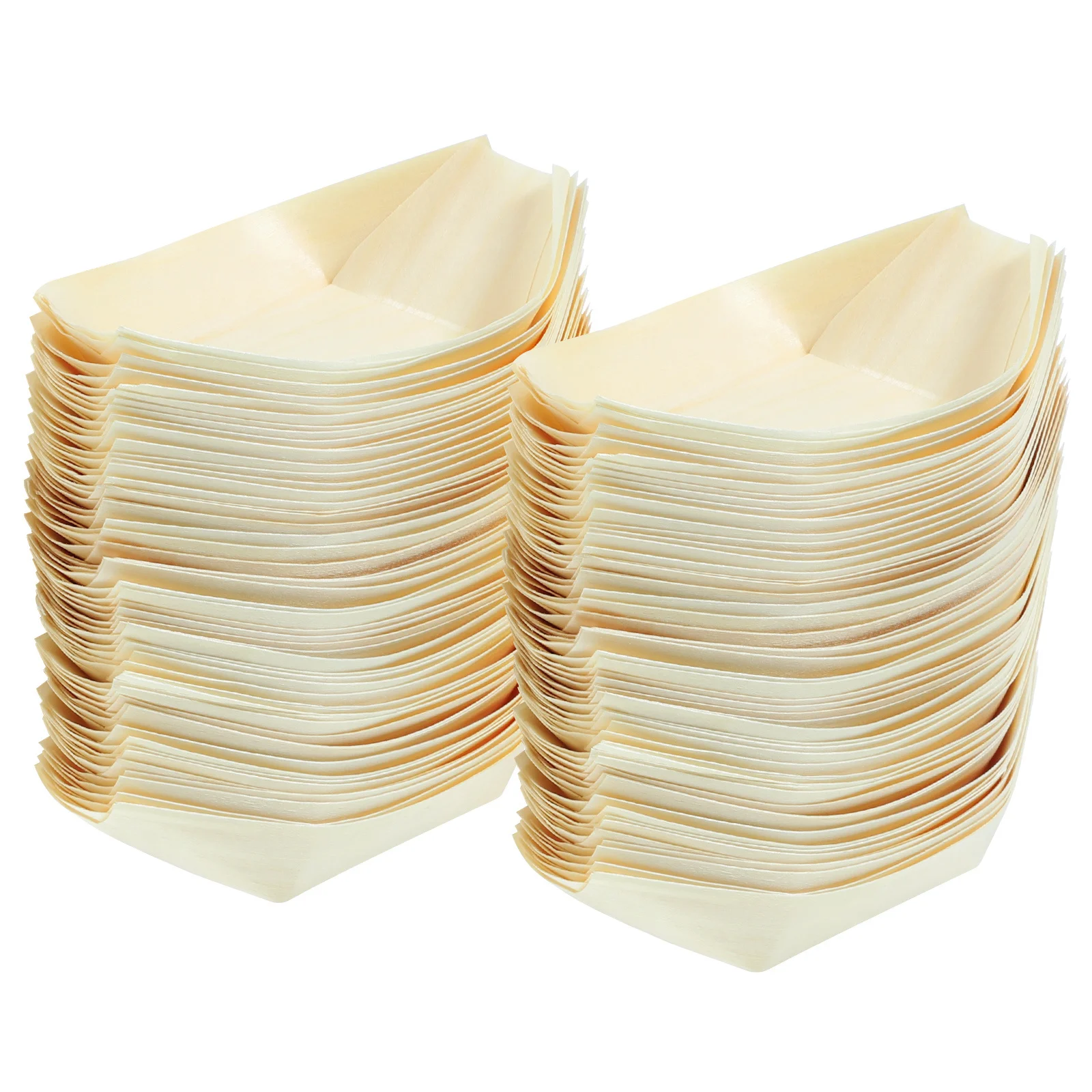 

100 pcs Boat-Shaped Wood Sushi Container Natural Disposable Serving Tray For Sushi Sashimi Snacks Salads Appetizers Takeaway