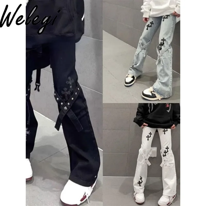 

Women's Streetwear Sweet High Waisted Jeans Cutecore Yabi Style Culture Trend Loose Straight Y2k Wide Leg Pants Casual Trousers