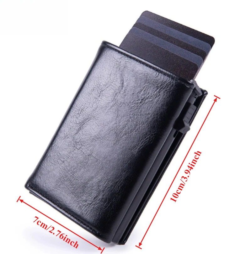 حامل بطاقة الائتمان المغناطيسي الفاخرة الرجال المحفظة تتفاعل حجب المنبثقة الحد الأدنى محفظة جلدية حامل بطاقة البنك محفظة للرجال