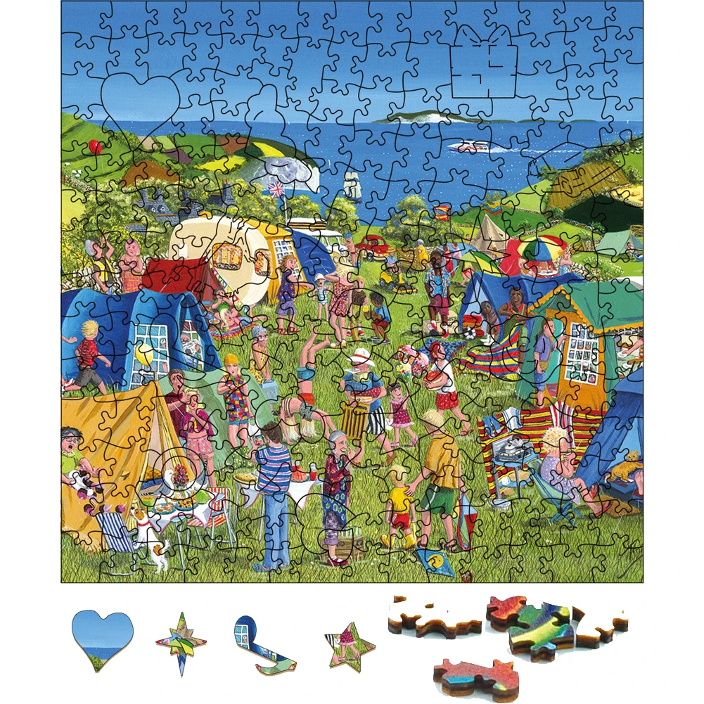 Lively Beach Wooden Jigsaw Puzzle, Holiday Wood Puzzles, jogo de tabuleiro, brinquedos para crianças, jogos de festa