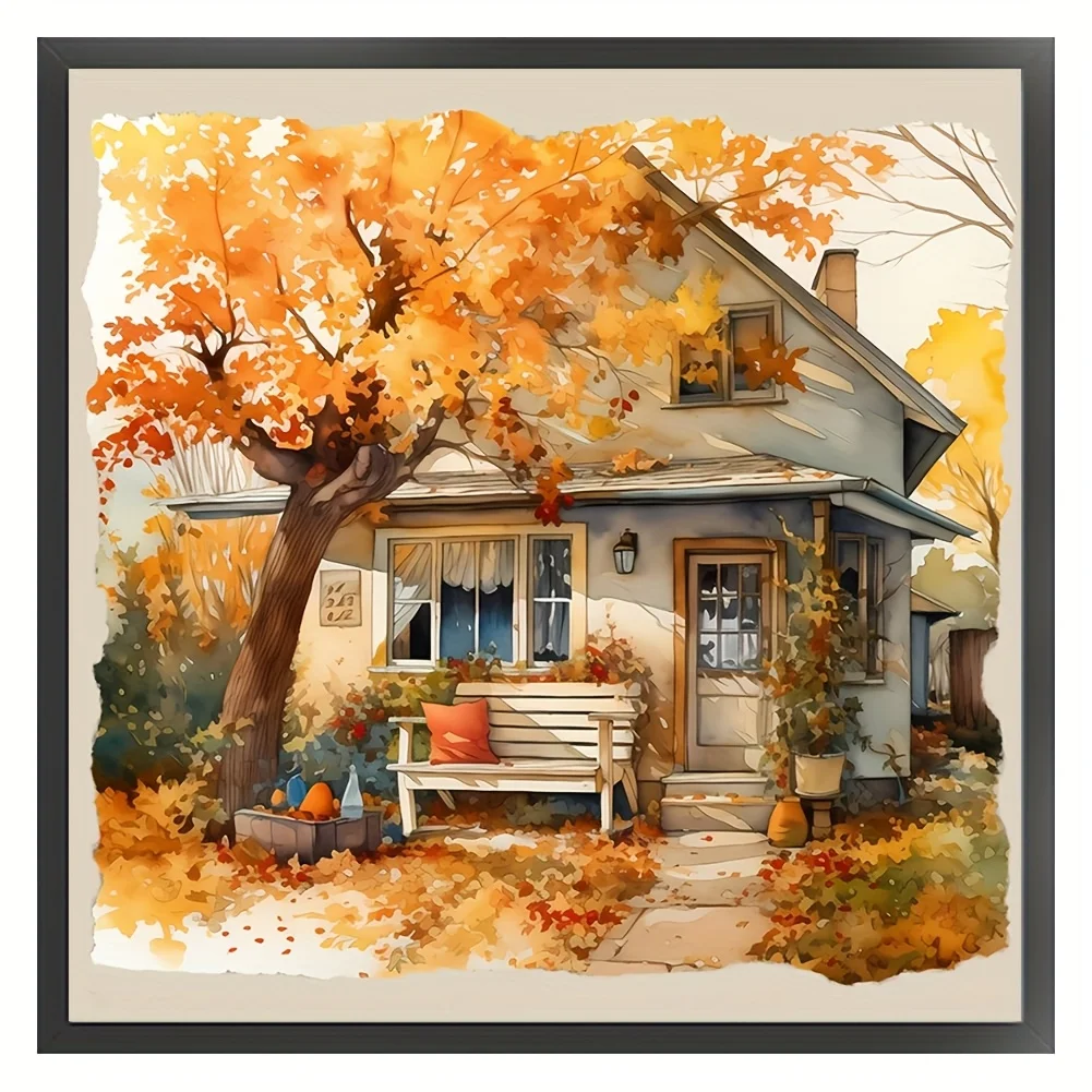 

Autumn Wooden House Scenery Jigsaw Puzzle 500/1024 PCS Holiday Stress Relieving Fun Games Home Decor Holiday Gifts