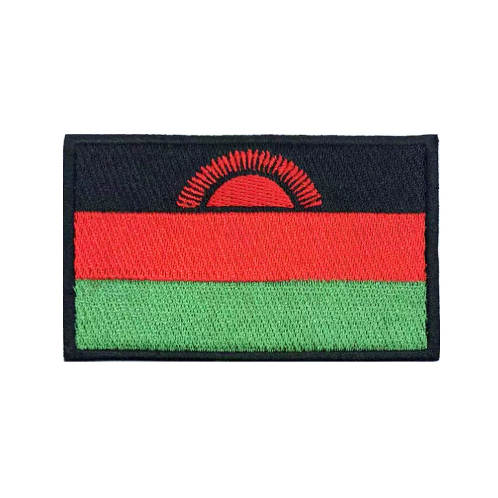 Malawi flag Patches Armband Embroidered Patch Hook & Loop Iron On Embroidery  Badge Military Stripe