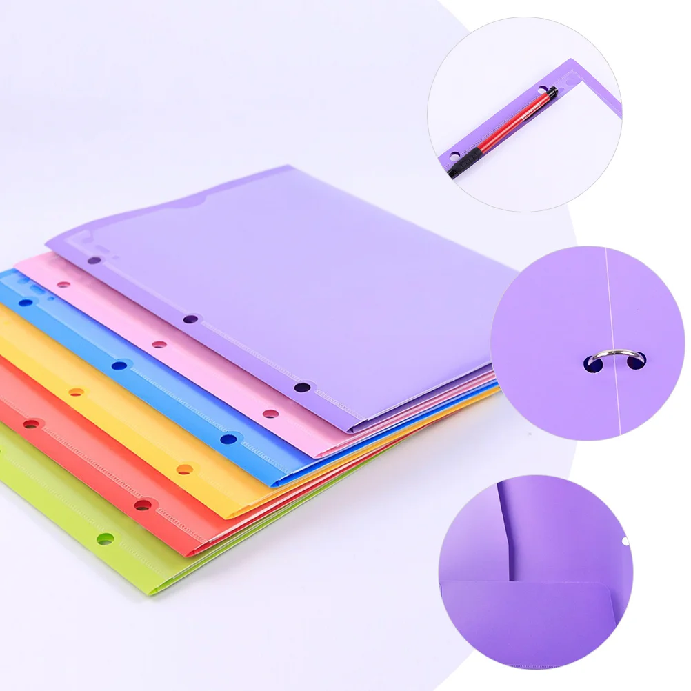 6Pcs Plastic File Folder Office Document Organizer Double Slot Folder for Paper Files Business Use Folders with Pockets
