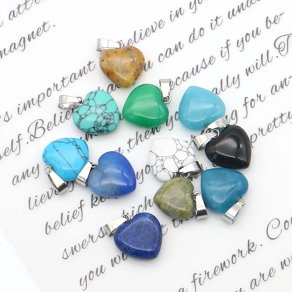 Elegant Fashionable Natural Stone Polished Heart-shaped Single-hole Turquoise Malachite Bail Pendant DIY Jewelry Accessories