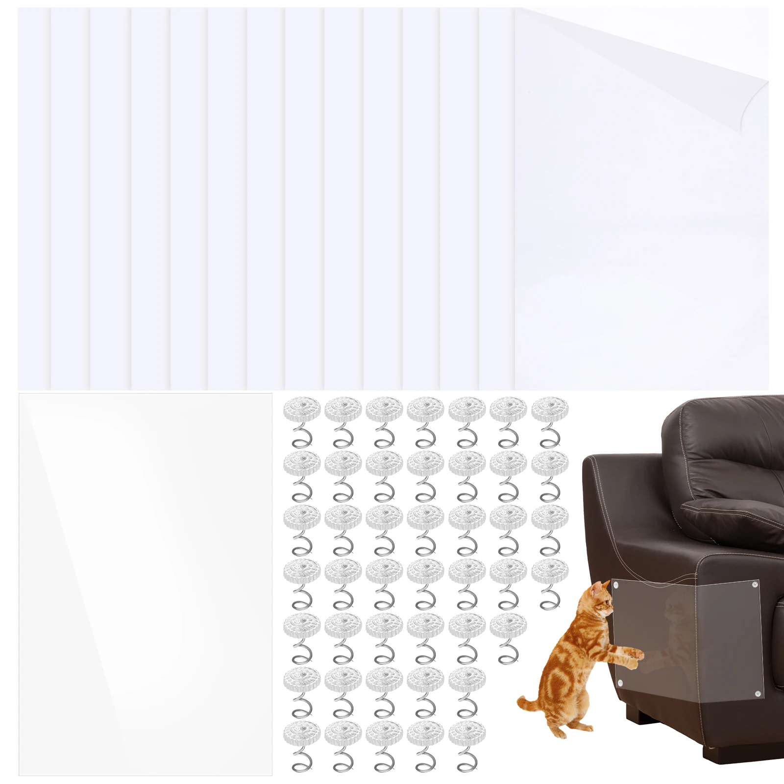 

15 pcs PVC Transparent Anti scratch Stickers 30x45cm Furniture Protectors Cat 80 Nails for Sofa Chairs Tables Pet