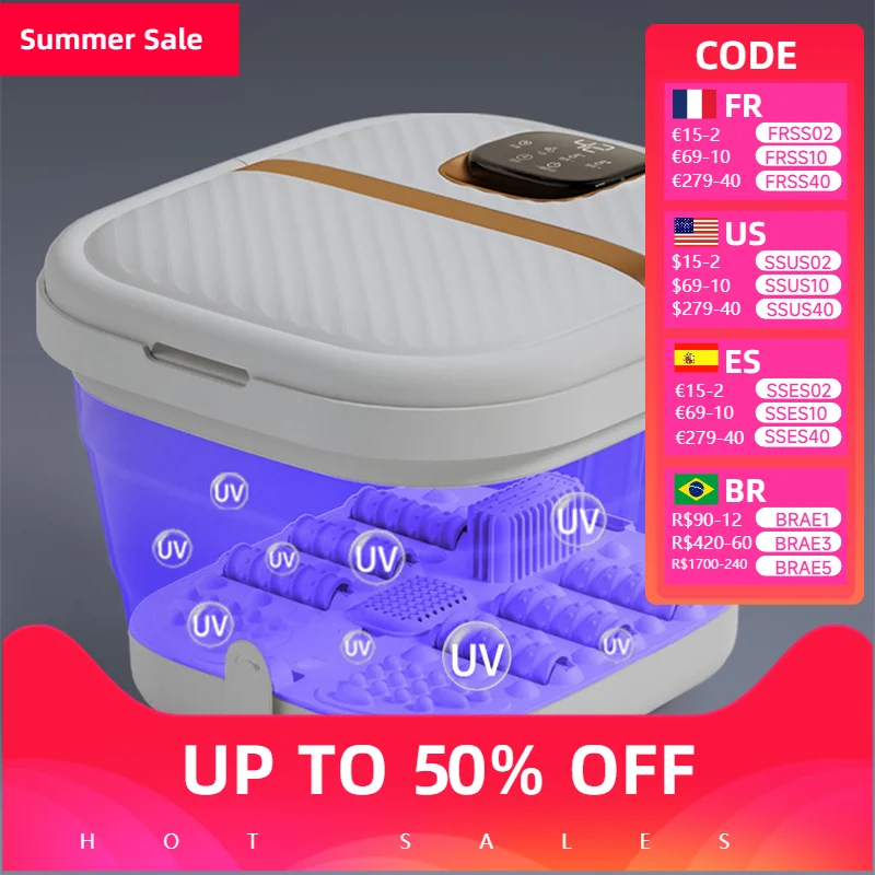 

Foot Massager Foldable Portable Pedicure Collapsible Heat Bubble Vibrating Foot Spa Bath Massager Foot Massage Mat
