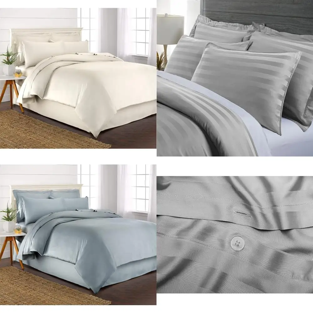 

Luxurious Organic Bamboo Viscose Duvet Cover Set, 3-Piece, Soft and Cooling, 100% Natural, King Size Bedding