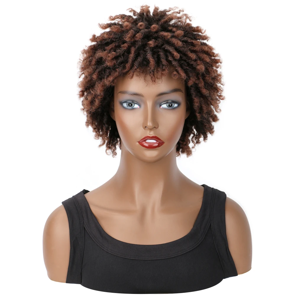 

Short Synthetic Afro Dreadlock Wigs Dreadlock Crochet Hair Wigs Ombre Color Synthetic Fiber Hair Wigs Low Temperature Hair Wigs