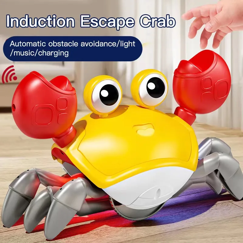 Fonction de détection automatique de crabe d\'évitement d\'obstacles pour enfants, animaux de compagnie électroniques avec musique et lumières