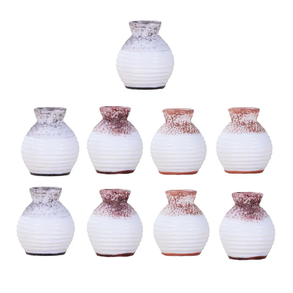 

9Pcs Mini Vase Adornments Resin Simulation for DIY Micro Landscape Mini Garden Decor Photo Props Micro Scene Decoration