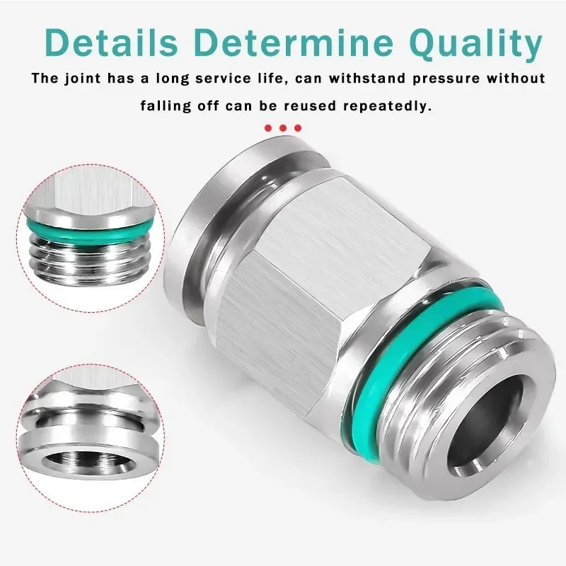 10pcs 304 Stainless Steel PC Pneumatic Quick Connector G Thread M5 1/8