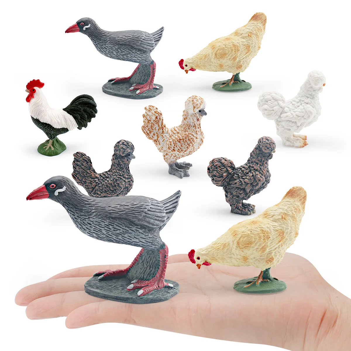 Simulated Farm Poultry Animal Model Static Solid Polish Chicken Figures Home Decoration Desktop Ornament for Children Gift