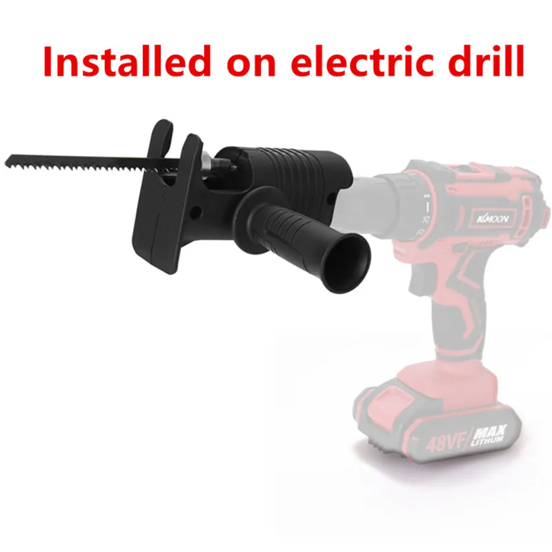 Elektrische Bohrmaschine, modifiziert auf Säbelsägen-Adapter, Schraubendreher-Konvertierungskopf für Holz, Metall, Schneidwerkzeug mit Sägeblatt – Detail 9