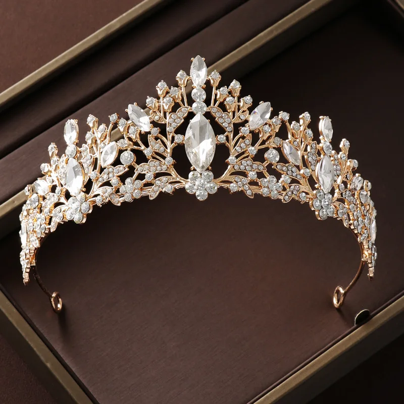 Tiara Colorful Rhinestone Queen Crown Bridal Wedding Birthday Headband Hair Accessory One Size view 2