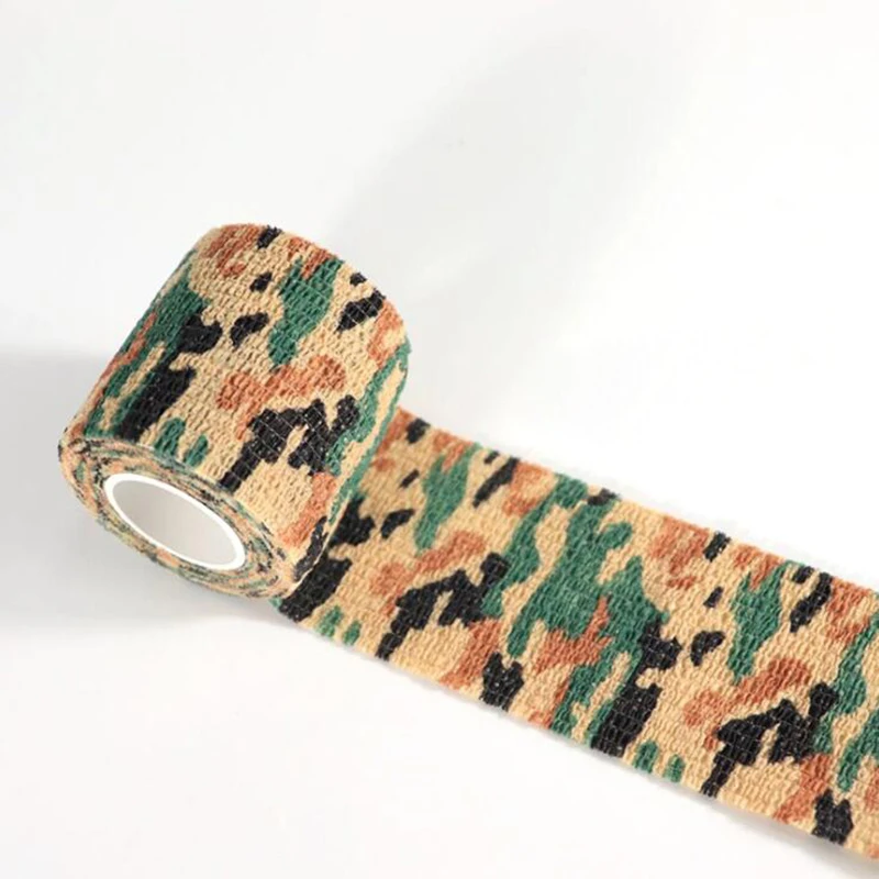 Outdoor Army Camo kamuflaż taśma elastyczna jednorazowe wodoodporne włókniny nadgarstek bandaż ściągacz sportowy uchwyt do tatuowania Wrap G