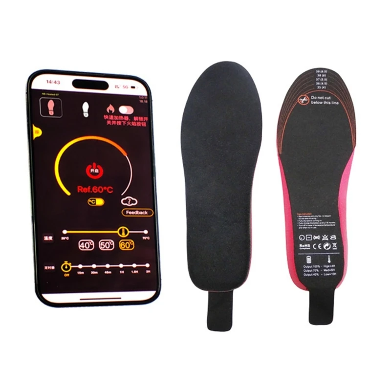 

Unisex Electric Heated Insoles, Washable and Cuttable Electric Shoe Pad Winter Foot Warmer for Women Man Outdoor Sports