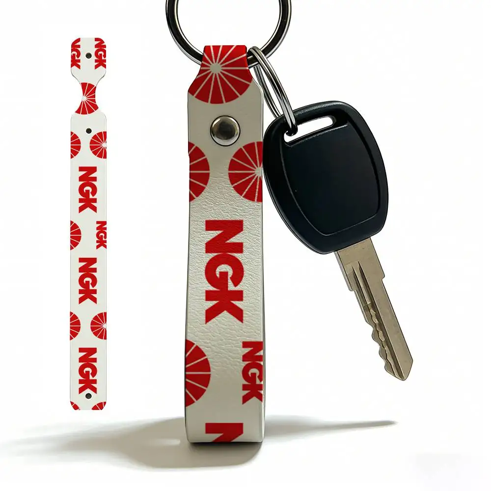 For Ngk High Quality PU Leather Moto Keychain Vintage Style Key Pendant For Scooter Motocross