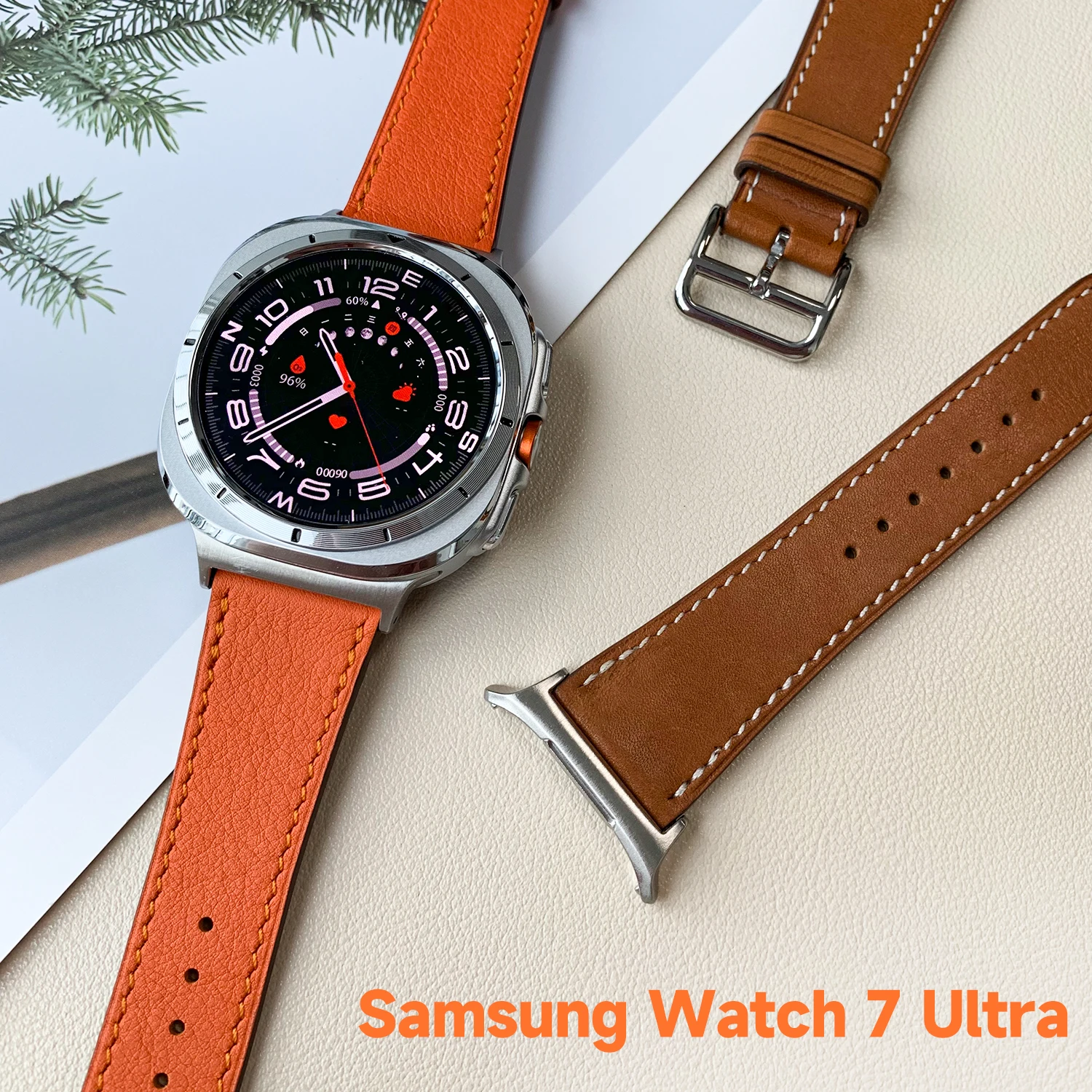 Новый высококачественный кожаный ремешок для часов Swift Barenia для Samsung Galaxy Watch 7 Ultra 47 мм кожаный ремешок Cower