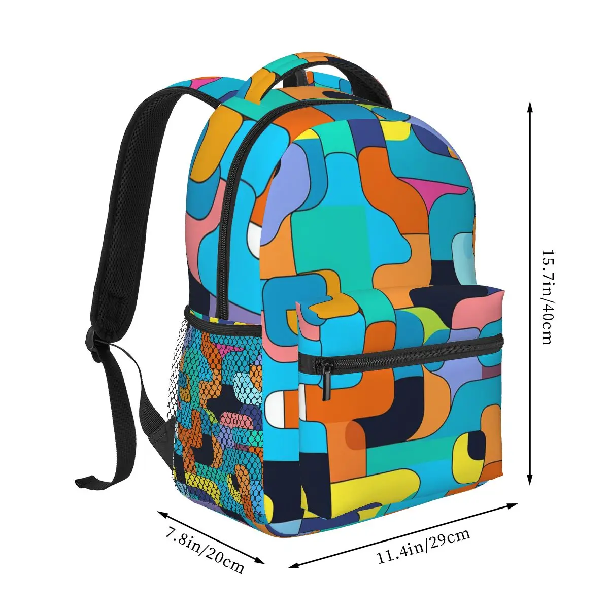 Labyrinth Colorful Abstract Geometric Lines Student Backpack School Bag Hiking Travel Daypack for Men Women Bookbag Shoulder Bag