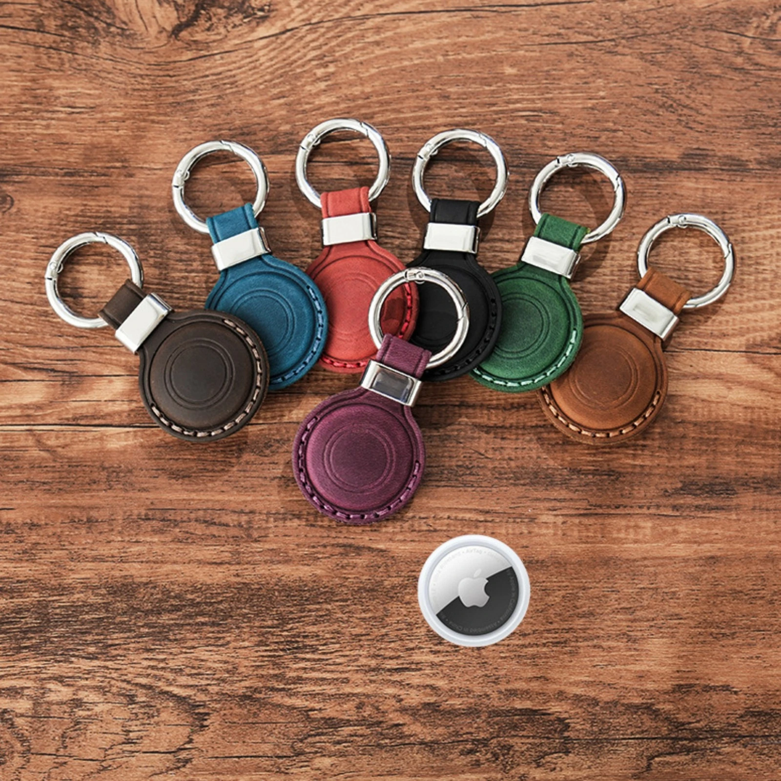 AirTag Holder Protective Cover for Apple Airtag GPS Tracker Case Genuine Leather Sleeve Case for Luggage Backpack Pet Collar Key