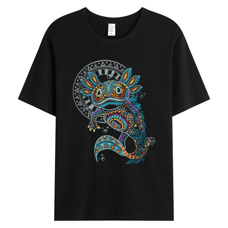 

Fashion T-shirts Axolotl Art Aztec Mexico Mexican Tshirt Men's Cotton Fabric Graphic Tops Oversize Tee Shirts Print Tshirts Y2K