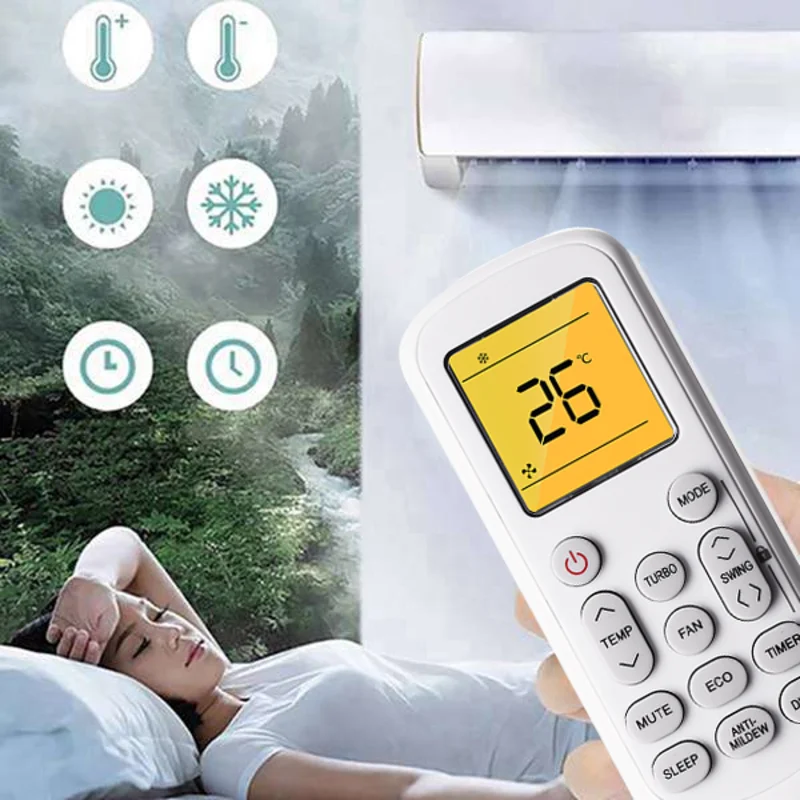 LXYB18B Universal Remote Control For DAIRRY Air Conditioners- Orange Backlight, Fahrenheit Display