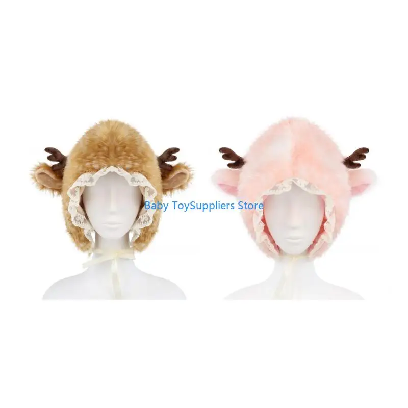 

R1WF шапка с лосиными пятнами и откидными ушками, мягкая плюшевая шапка-ловушка для детей и взрослых, зимняя теплая шапка