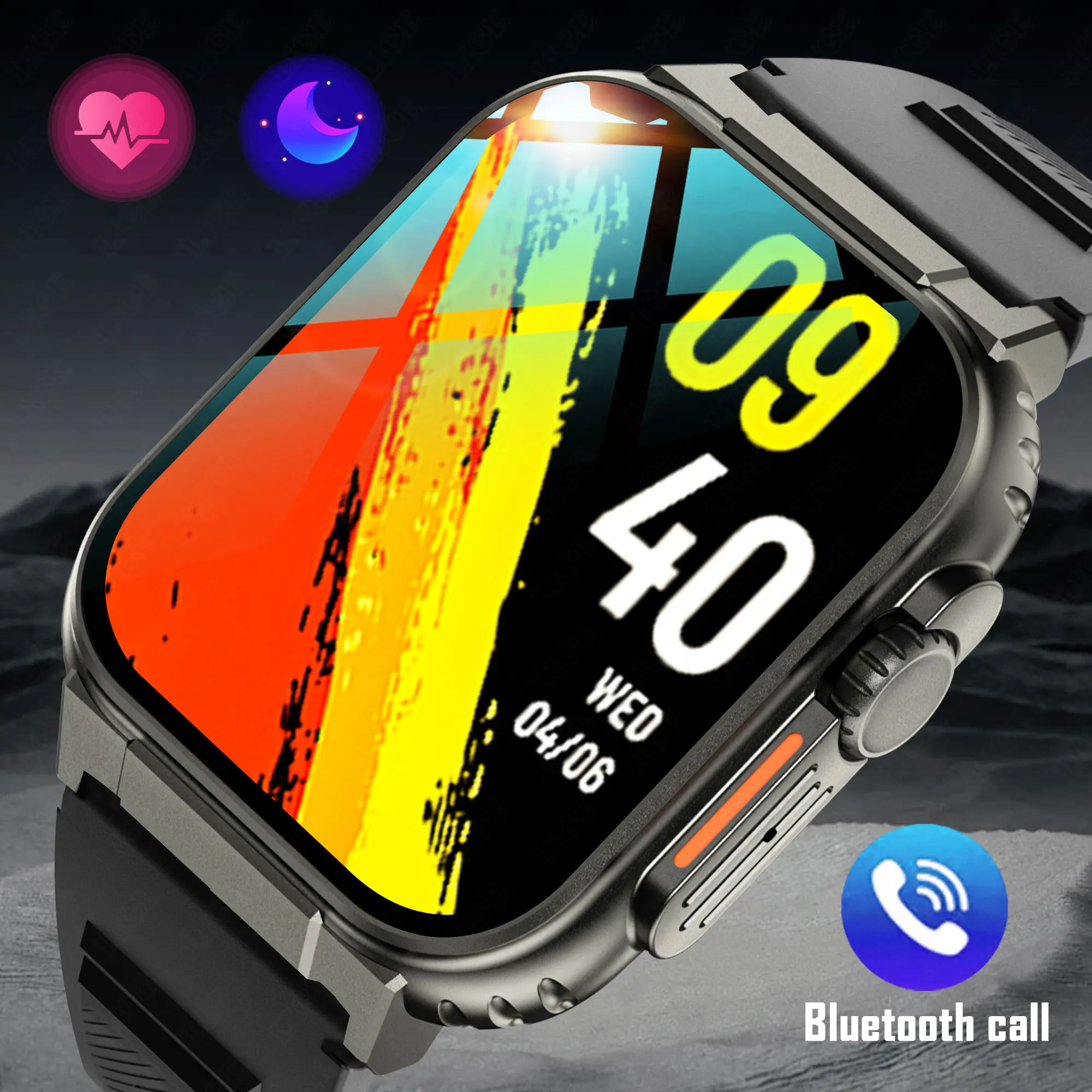 LIGE 600mAh Men Smart Watches Bluetooth Call TWS Local Music Bracelets 1.96-inch Heart Rate Monitor Waterproof Sports Smartwatch