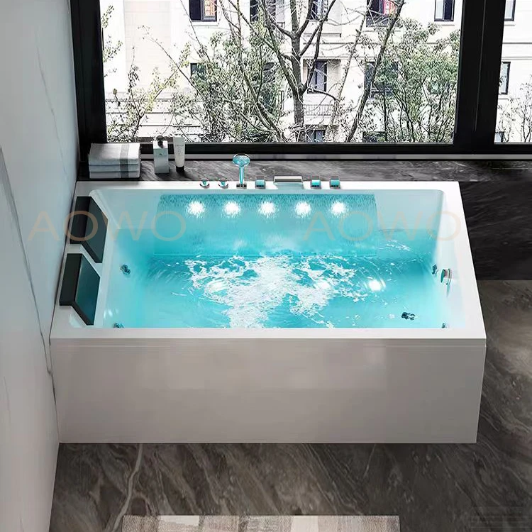 

AOWO Spa Bathtubs Wonka Indoor Rose Gold Whirlpool Spa Freestanding Air Bubble Tub Tiny Modern Pool