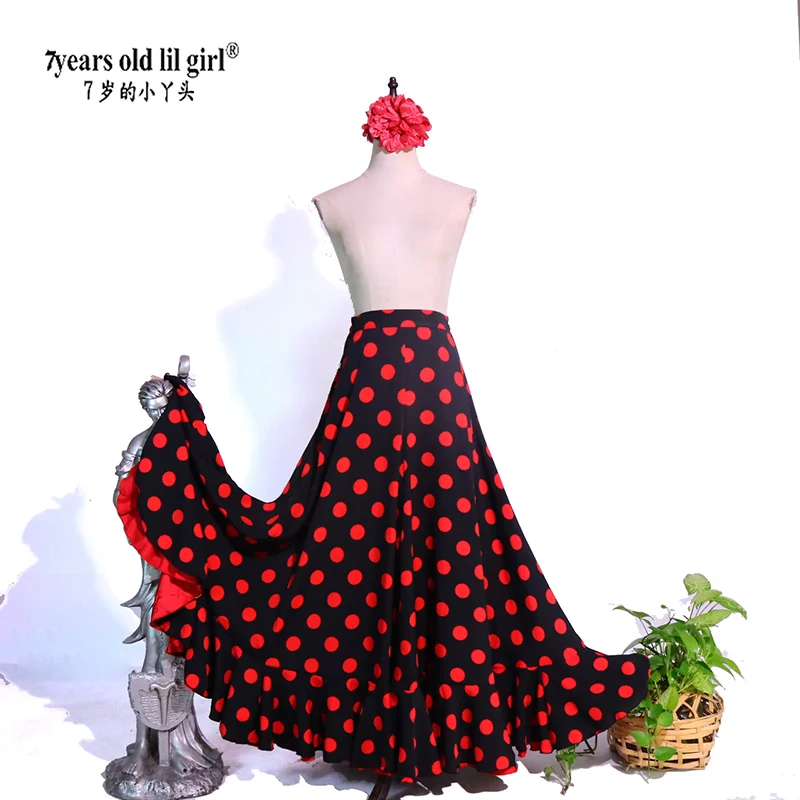 플라멩코 스페인어 집시 스커트, 왈츠 클래식 연습 플레운스 스커트, Y03