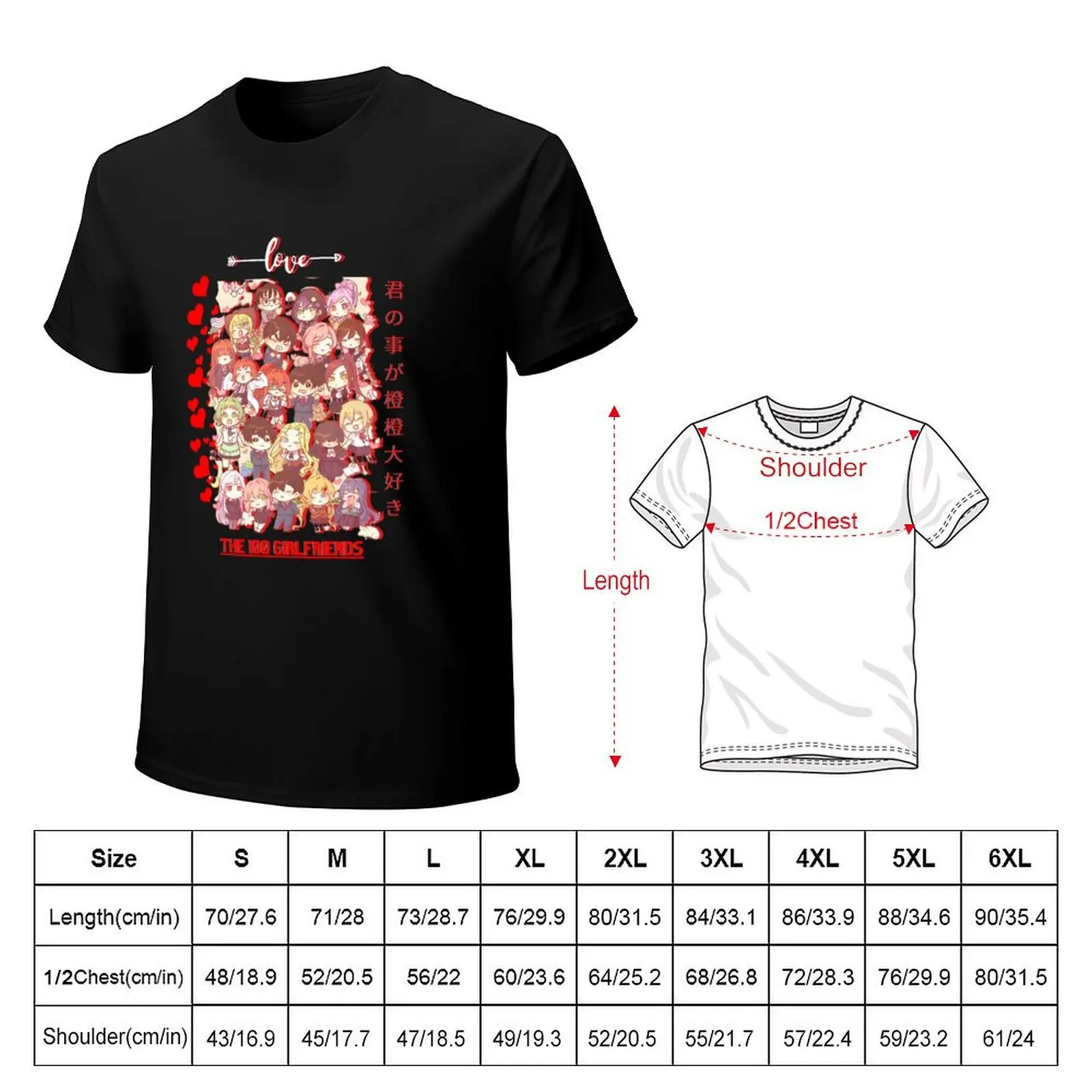 100 Girlfriends Who Really Love You , kimi no Koto ga Daidaidaidaidaisuki: , anime arth T-Shirt kawaii clothes t shirts men