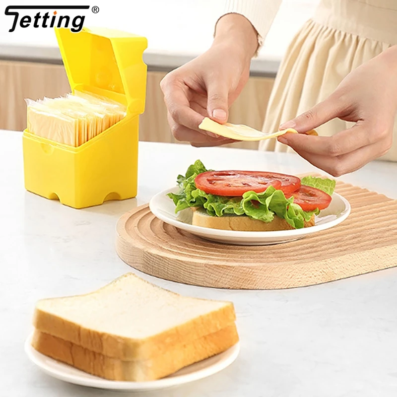 Cheese Storage Container Plastic Butter Cheese Refrigerator Fresh-keeping Organizer Box Slice Cheese Box Kitchen Gadgets