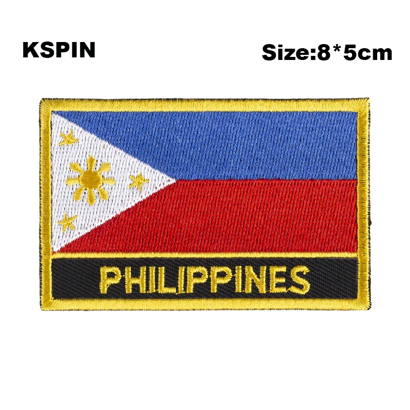 Philippines Flag Embroidery Patches Iron on Saw on Transfer patches Sewing Applications for Clothes in Home&Garden