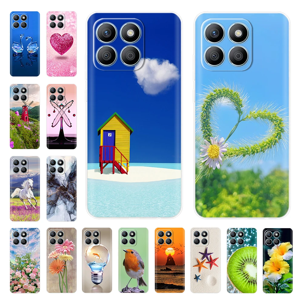 For Honor X8b Case HonorX8b Lovely Flower Painted Clear Silicone Bumper Soft Cover For Honor X8b 5G 2023 LLY-LX3 LLY-LX2 Coque