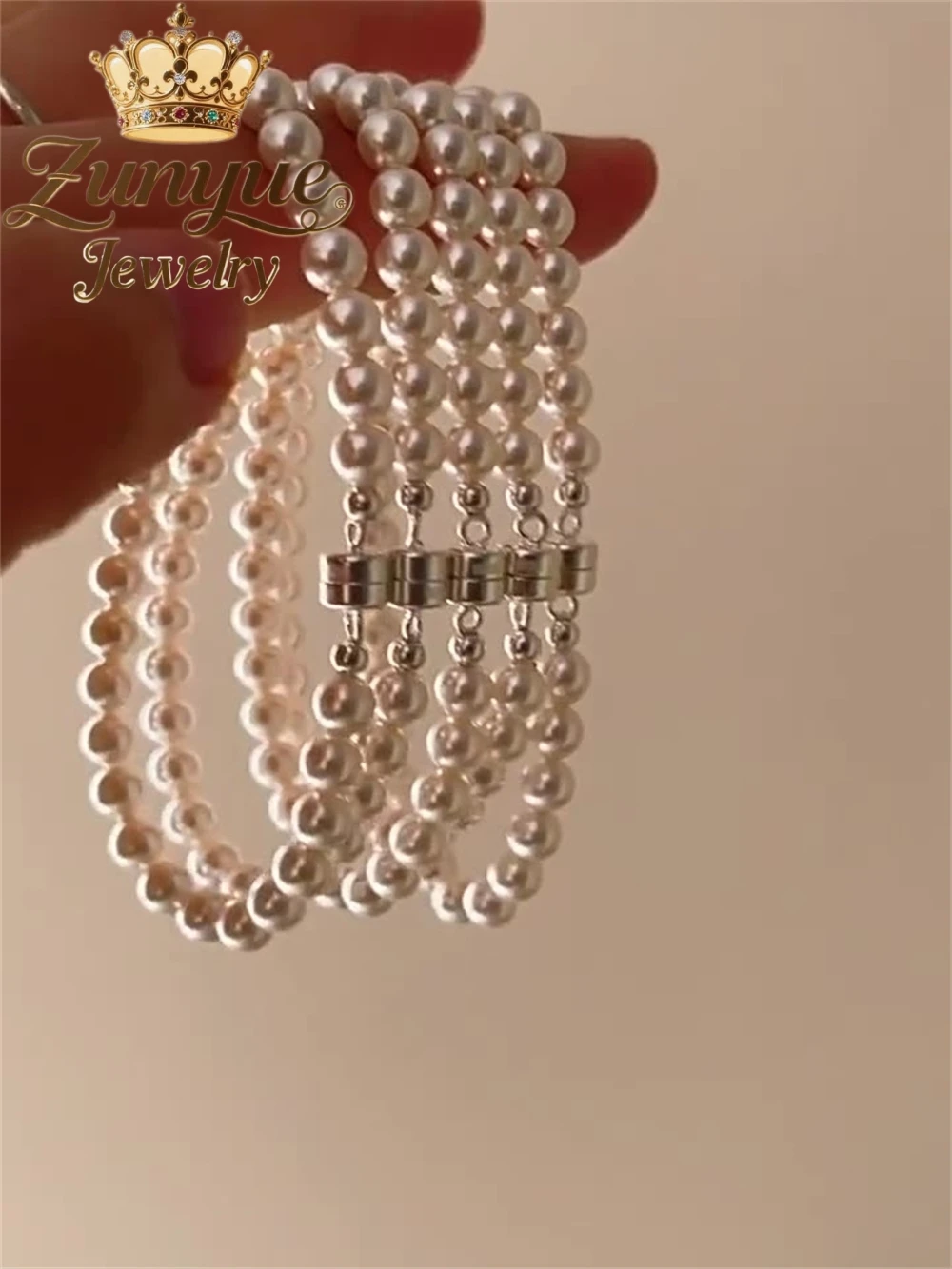 

S925 Sterling Silver Magnetic Clasp Pearl Bracelet Light Luxury Niche High-End Style Bracelet New Chinese-Style Beaded Jewelry