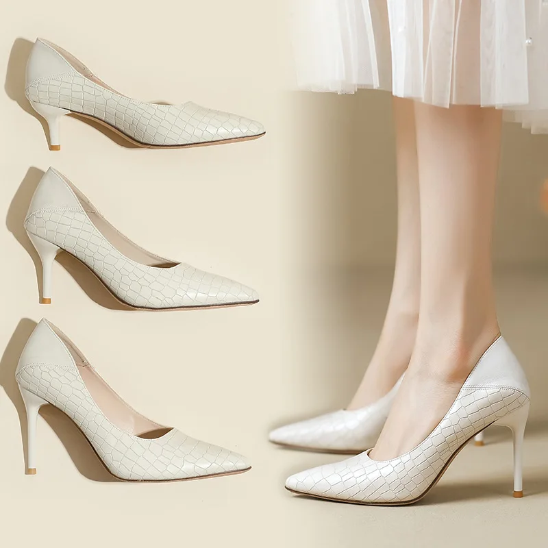 

9cm High-heeled Women Shoes Black Soft Leather High Heel Pumps Lady Black Pointed Toe Stiletto Commuting Single Zapatos Mujer