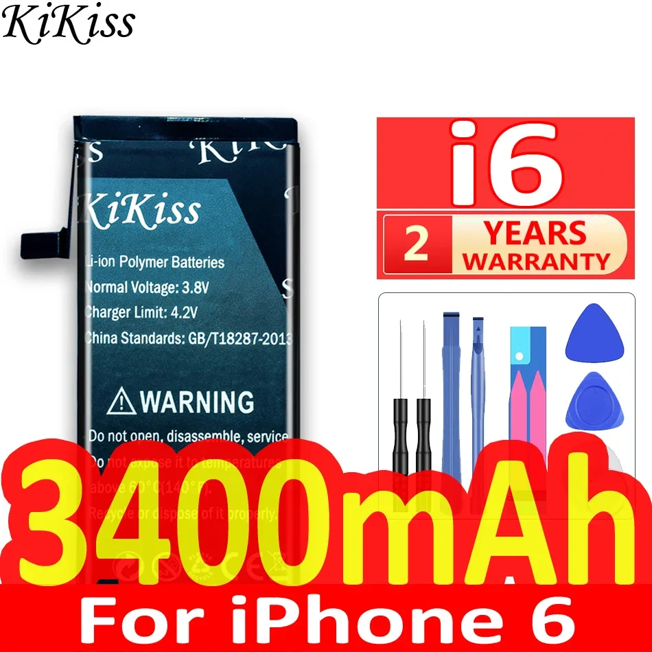 

Мощный аккумулятор KiKiss для IPhone 6, 6S, 7, 7S, 8, 8 Plus, IPhone 6, 6Plus, 7Plus, 8 Plus, 6S, сменный аккумулятор, совместимый аккумулятор