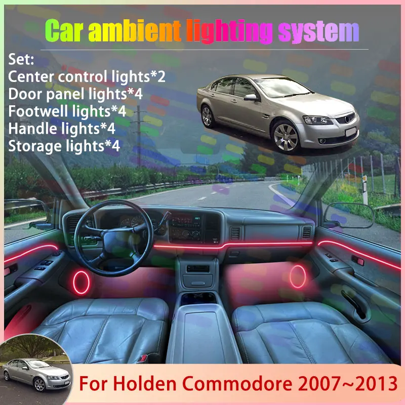 

Для Holden Commodore 2007~2013 MK4 VE: Комплект атмосферной RGB-подсветки с эффектом потока (2/24 шт.) и аксессуары