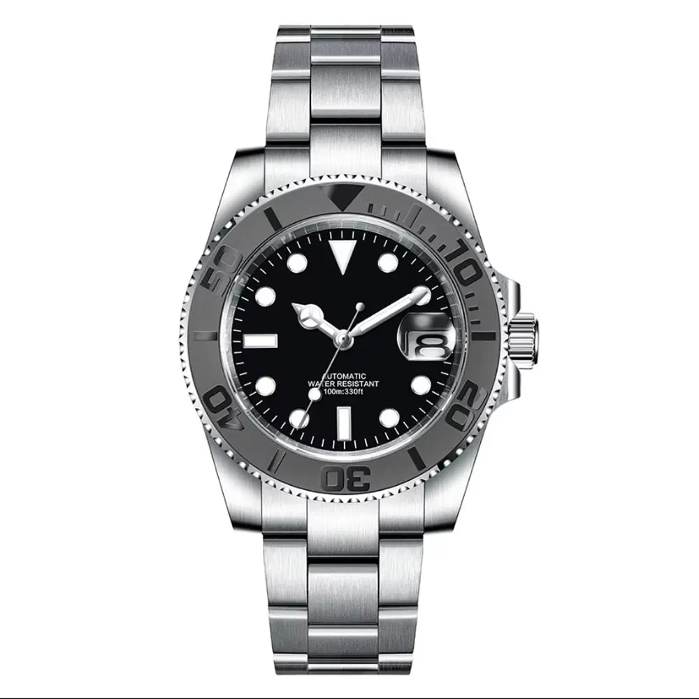 40 مللي متر Corgeut رجل ساعة شعار مخصص فاخر الياقوت NH35 ساعات آلية أوتوماتيكية السيراميك الحافة 120 انقر مضيئة