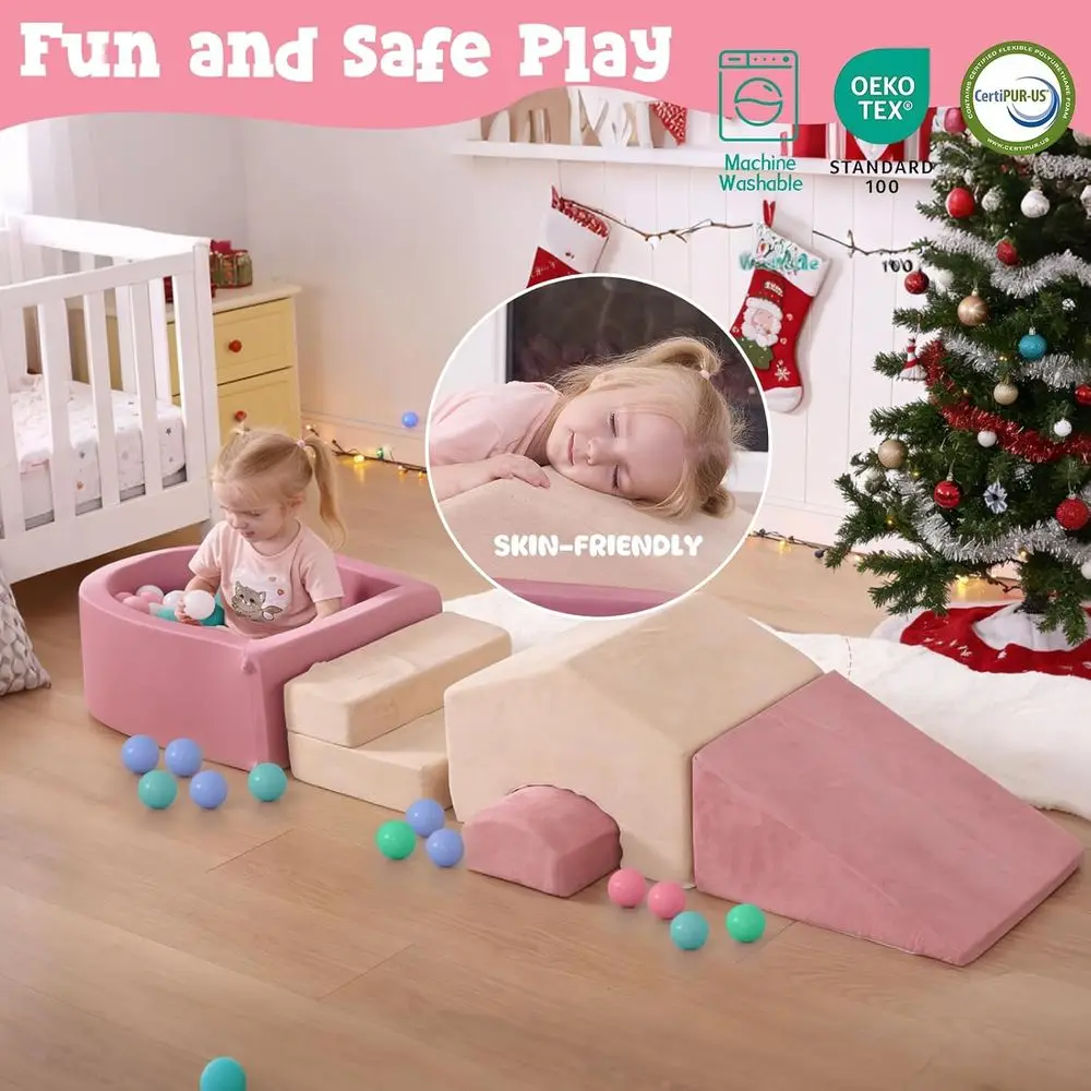 Ensemble d'escalade en mousse pour tout-petits, 5 pièces, avec fosse à balles, pour jouer en salle et développement de la motricité