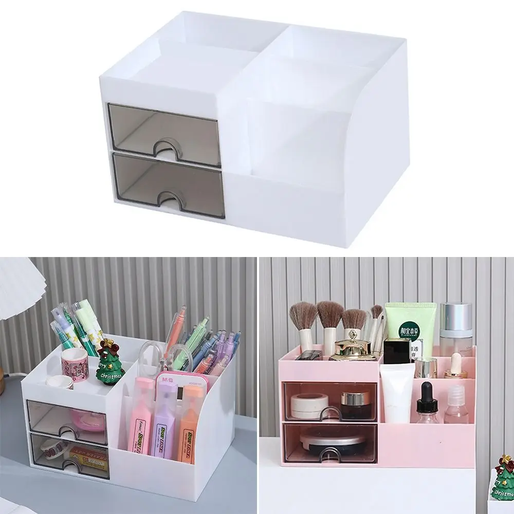 

Large-capacity Desk Pen Holder Multi-function with Transparent Drawer Student Stationery Storage Box Desktop Storage Tools