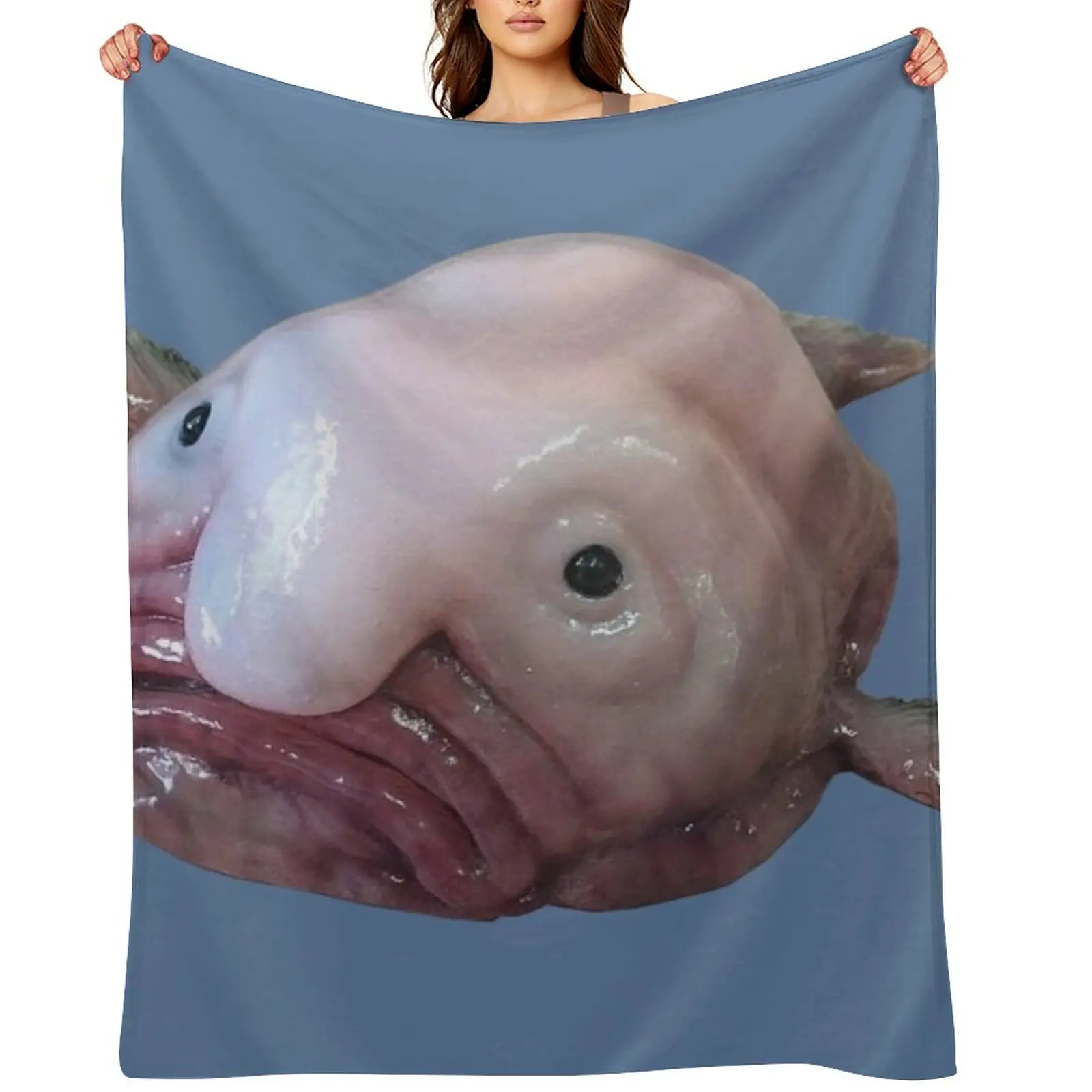 

Blob Fish Throw Blanket Flannels Cute Plaid Hairy Decorative Throw Blankets